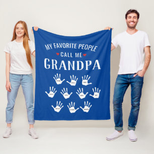 For Grandpa with Grandkids Names Personalized Fleece Blanket