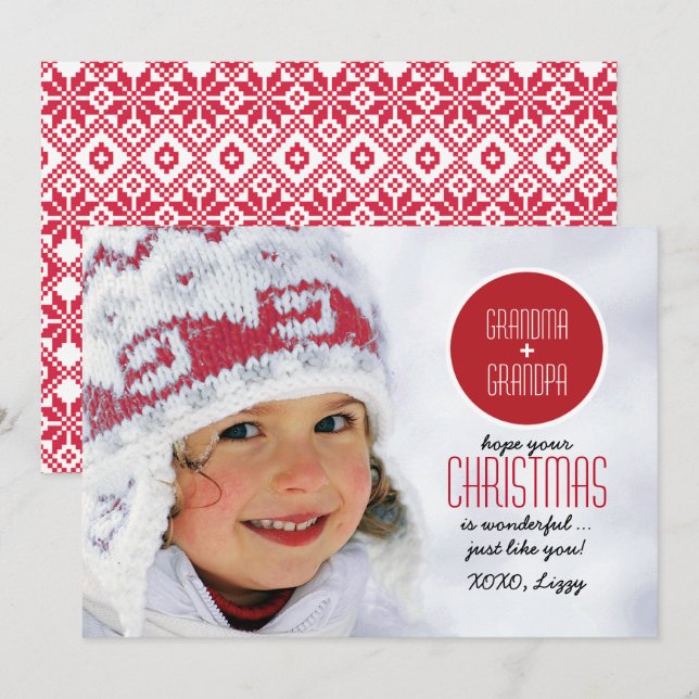 For Grandparents at Christmas Custom Photo Cards (Front/Back)