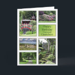 For Grandson, a birthday card with garden views<br><div class="desc">A set of beautiful landscapes make this a card for any gardener. A birthday card that has a Japanese garden,  a rhododendron garden,  a seat in a tranquil green garden,  and intriguing steps. All pictures copyright Norma Cornes.</div>