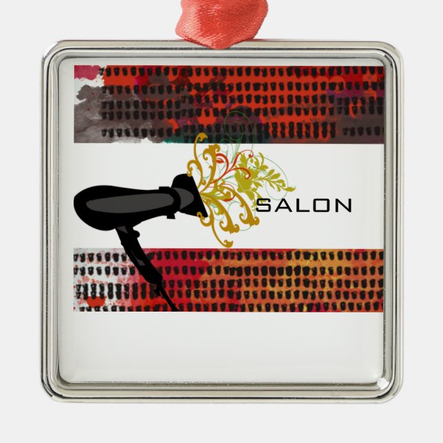 For Hair Stylist Abstract Blowing Flowers Dryer Metal Ornament (Front)