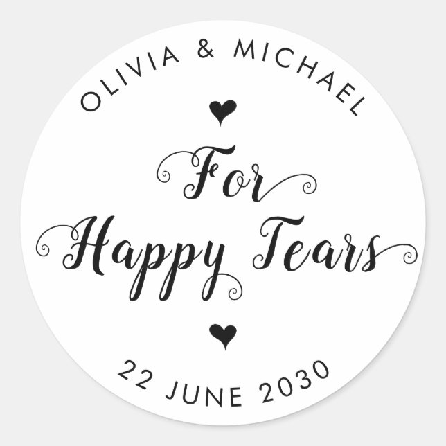 For Happy Tears Simple Modern Wedding Tissue Label (Front)