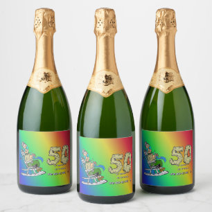For HER 50 th Anniversary Rainbow Sparkling Wine L Sparkling Wine Label