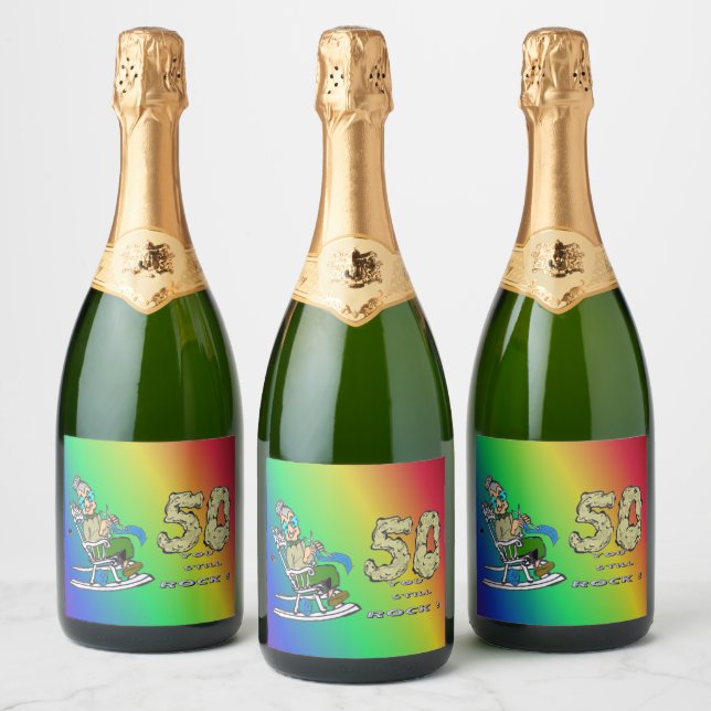 For HER 50 th Anniversary Rainbow Sparkling Wine L Sparkling Wine Label (Bottles)