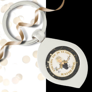 For Her 70th Birthday Cheers to 70 Funny Cartoon Keychain