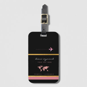 for her a feminine black and pink bagtag with name luggage tag