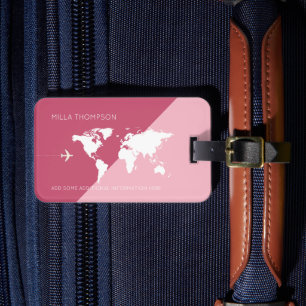 for her an elegant, modern & geometric travel pink luggage tag