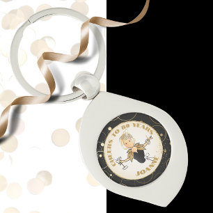 For Her Cheers to 80 Cartoon Funny 80th Birthday Keychain