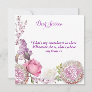 For Her Custom Sweetheart Valentines Vintage Roses Holiday Card