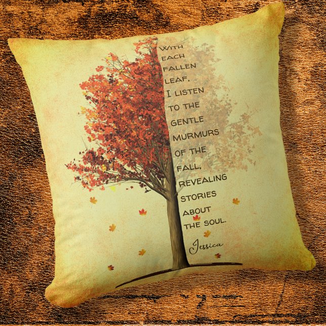 For Her Fall Maple Tree With Inspirational Quote   Throw Pillow (Creator Uploaded)