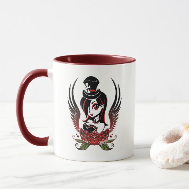 For Her: Hand Drawn Midnight Beauty Combo Mug (With Donut)