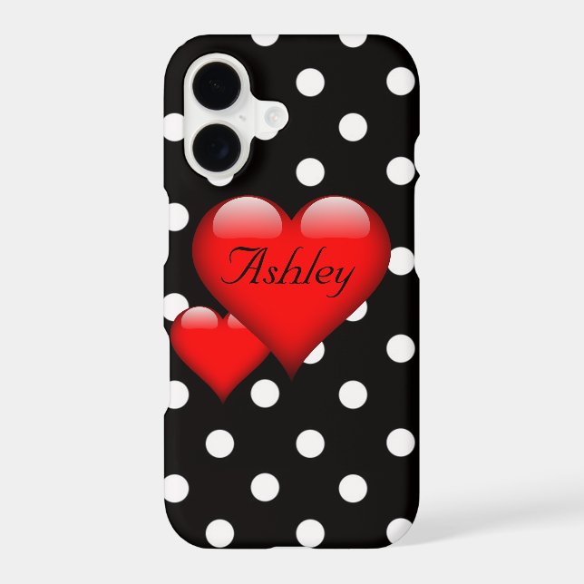 For Her Love Hearts Polka Dot Pattern Monogram (Back)