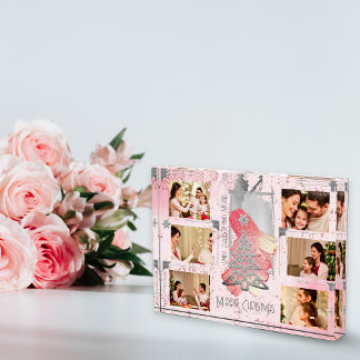 For Her Pink Christmas Photo Memory Keepsake Block