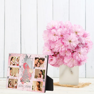 For Her Pink Christmas Photo Memory Keepsake Plaque