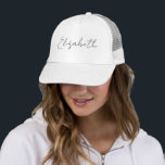 For Her Script Name Elegant Girls' Modern Trucker Hat<br><div class="desc">Personalized Initial Letter Name For Him For Her Template Elegant Trendy White Trucker Hat.</div>