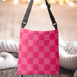 For Her Simple Unique Pink Chequered Check Chic Crossbody Bag