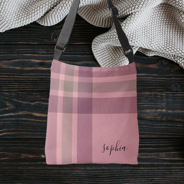 For Her Simple Unique Pink Plaid Chic Stylish Crossbody Bag (Creator Uploaded)