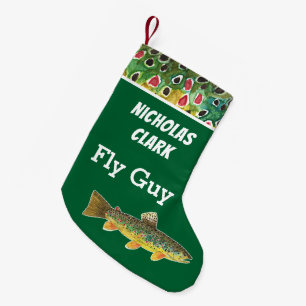 For Him Brown Trout Fly Fishing Angler's Small Christmas Stocking