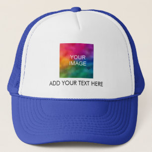 For Him For Her White And Royal Blue Elegant Trucker Hat