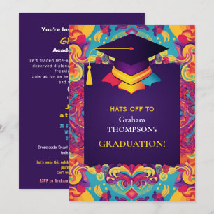 For him, funny vibrant Graduate party  Invitation