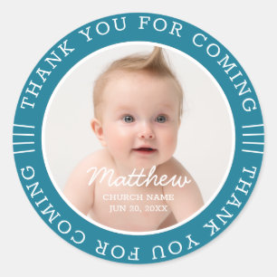 For Him Holy Baptism Thank You For Coming Photo Classic Round Sticker
