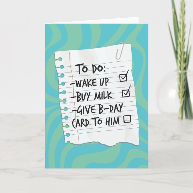 For Him To Do List Birthday Card (Front)