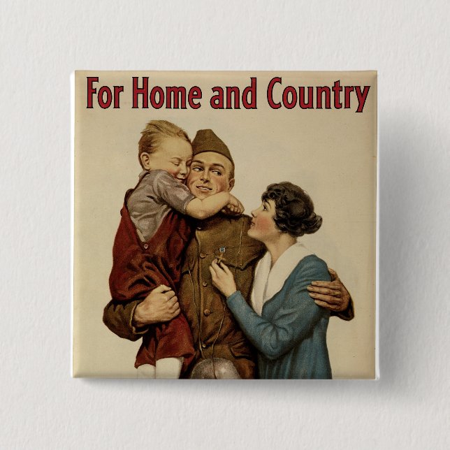 For Home and Country 2 Inch Square Button (Front)
