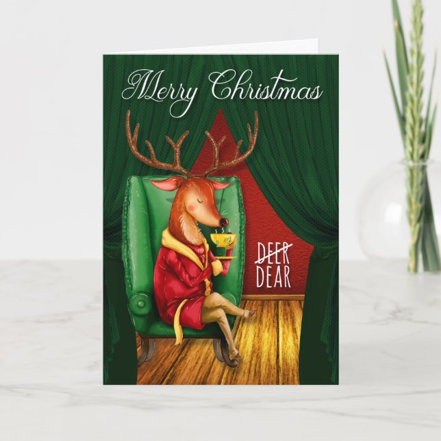 for Husband Christmas Deer with Fun Play on Words Holiday Card (Front)