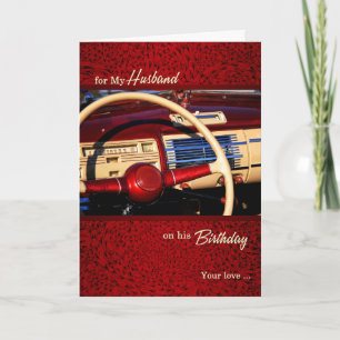 for Husband Romantic Birthday - Classic Car Theme Card