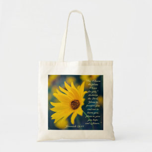 For I Know the Plans I Have, Bible Verse, Flower Tote Bag