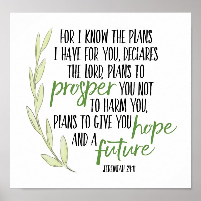 For I know the Plans I have for you Print (Front)