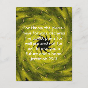 For I know the plans I have ....  Jeremiah 29:11 Postcard