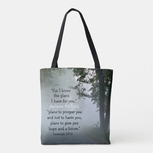 For I Know the Plans I Have, Scripture Jeremiah 29 Tote Bag (Back)