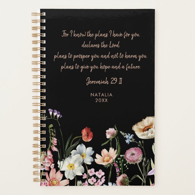 For I Know the Plans Wildflowers Bible Verse Plann Planner (Front)