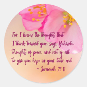 For I Know The Thoughts Christian Floral Classic Round Sticker