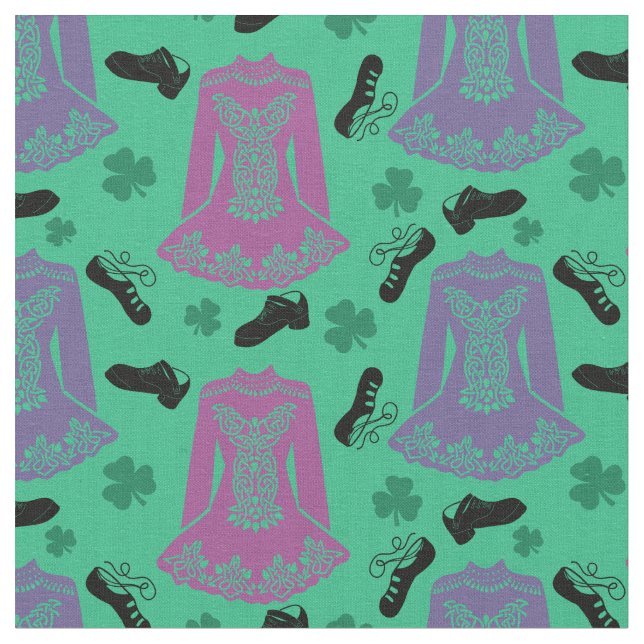 For Irish Dancers Dancing Dresses Shoes Green Fabric (Close Up)