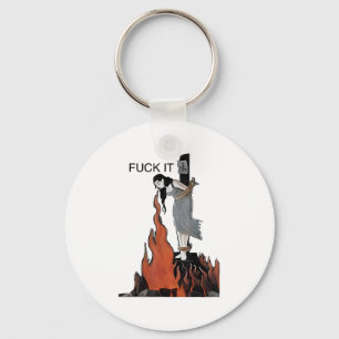 For It Funny - Witch Is Burning In Flames Girl Smo Keychain