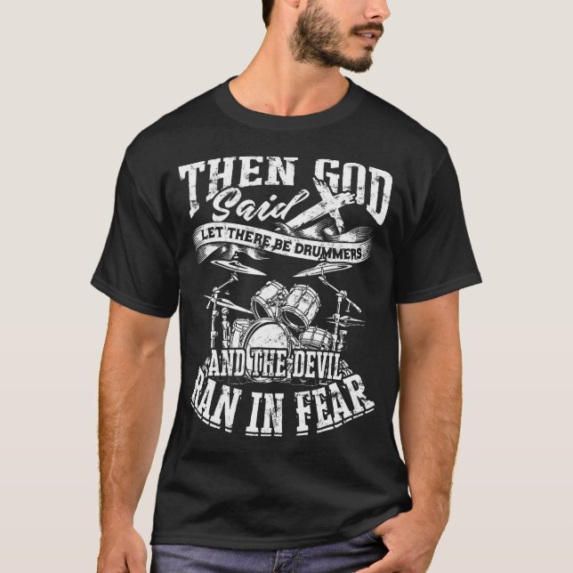 For Jesus Drums Sticks Drumming Cross T-Shirt (Front)