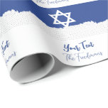 For Jewish Events Holidays Bar/Bat Mitzvah Wrapping Paper<br><div class="desc">Gifts Wrapping Paper for Jewish Events like bar/bat mitzvah,  anniversary,  weddings,  holidays,  shabbats. etc.
Elegant artistic israeli blue and white flag.
Customizable,  put your own name on and your own text.
Enjoy your events !  ⚘ ♥</div>