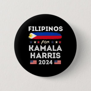 For Kamala Harris 2024 Philippines Flag Patriotic 2 Inch Round Button