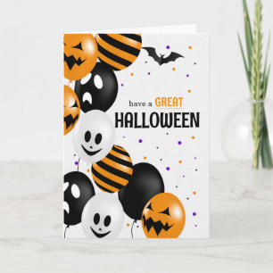for Kids Balloons and Polka Dots Halloween Card