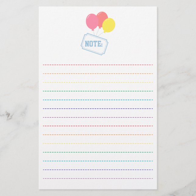 For kids - Colourful Balloons carrying a banner Stationery (Front)