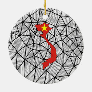 For Kids: Creative Vietnam Flag With Map Ceramic Ornament