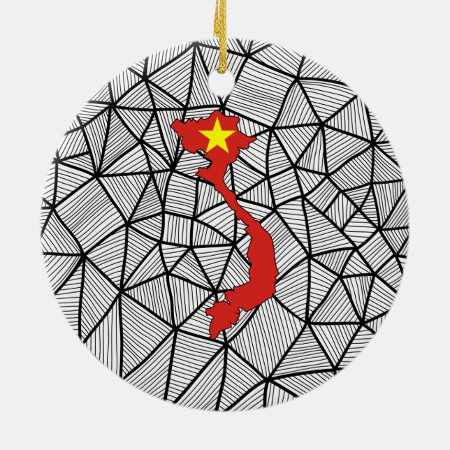 For Kids: Creative Vietnam Flag With Map Ceramic Ornament (Back)