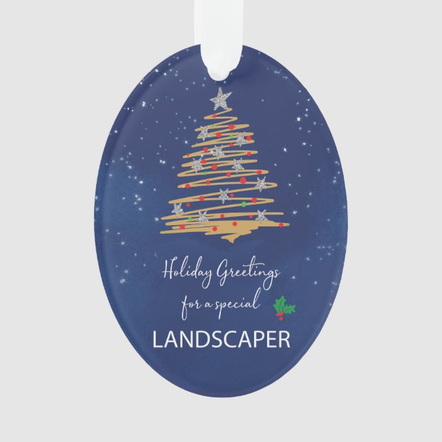 FOR Landscaper Christmas Tree Customizable Name Ornament (Front)