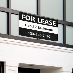 For Lease Black and White Apartment Leasing Banner