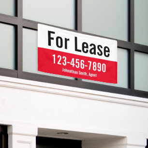 For Lease Red White Agent's Name Phone Number Banner