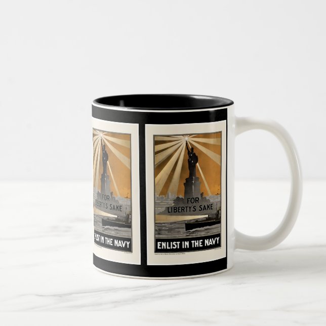 For Liberty's Sake ~ Enlist in the Navy Two-Tone Coffee Mug (Right)