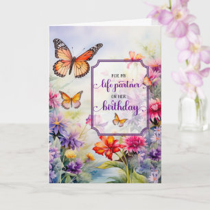 For Life Partner Birthday Wildflower Garden Card