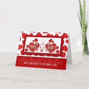 for Life Partner Two Hearts Wedding Anniversary Card