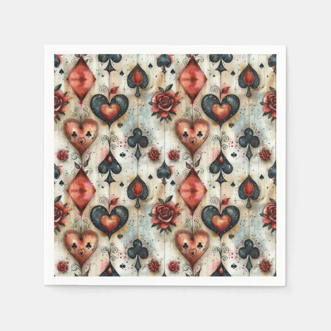 For lovers of card games. Playing card symbols. Napkin (Front)